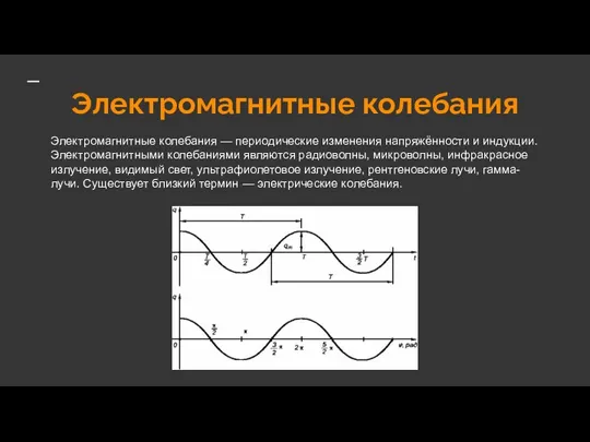 Электромагнитные колебания Электромагнитные колебания — периодические изменения напряжённости и индукции. Электромагнитными колебаниями
