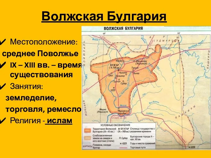 Волжская Булгария Местоположение: среднее Поволжье IX – XIII вв. – время существования