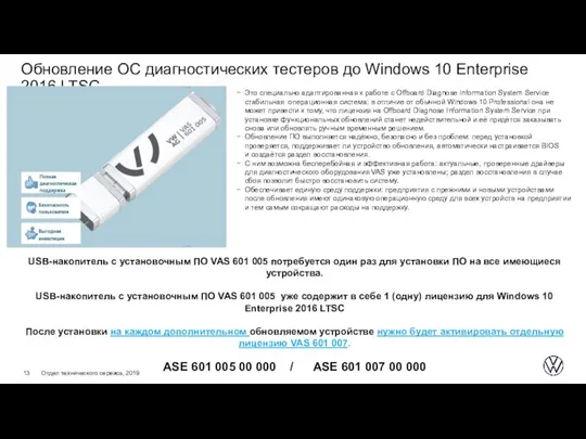 Обновление ОС диагностических тестеров до Windows 10 Enterprise 2016 LTSC USB-накопитель с