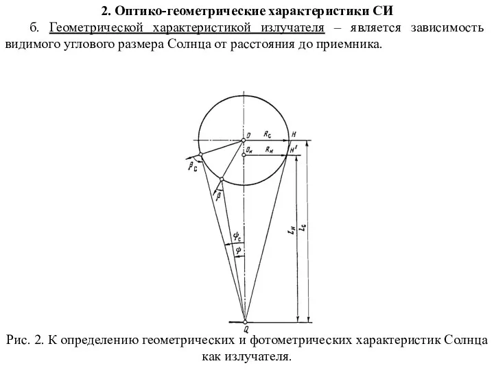 2. Оптико-геометрические характеристики СИ б. Геометрической характеристикой излучателя – является зависимость видимого