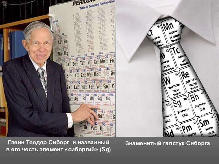 Гленн Теодор Сиборг и названный в его честь элемент «сиборгий» (Sg) Знаменитый галстук Сиборга