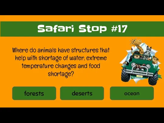 forests deserts ocean Safari Stop #17 Where do animals have structures that