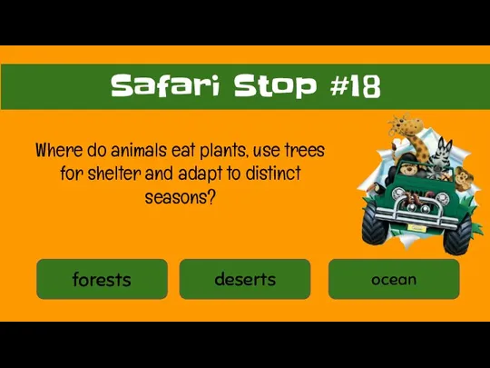 forests deserts ocean Safari Stop #18 Where do animals eat plants, use