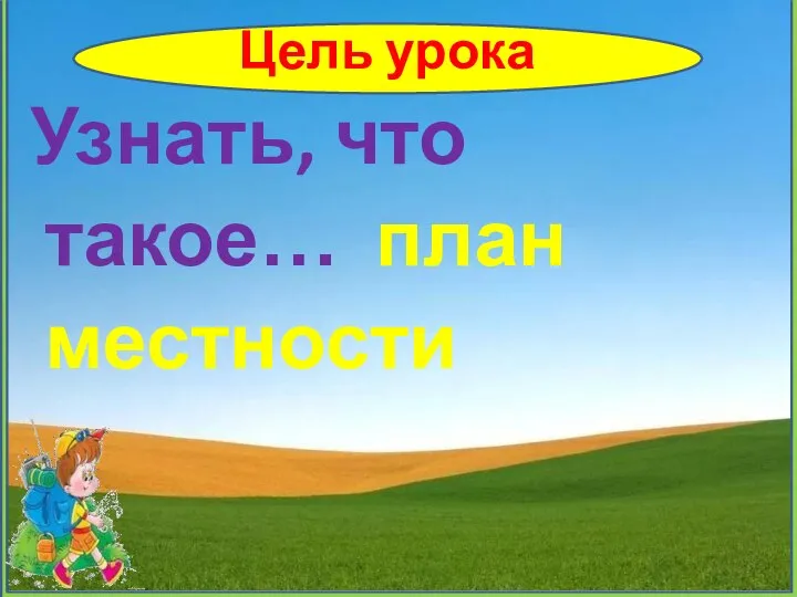 Цель урока Узнать, что такое… план местности