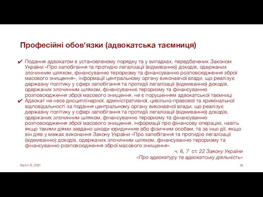 Професійні обов'язки (адвокатська таємниця) Подання адвокатом в установленому порядку та у випадках,