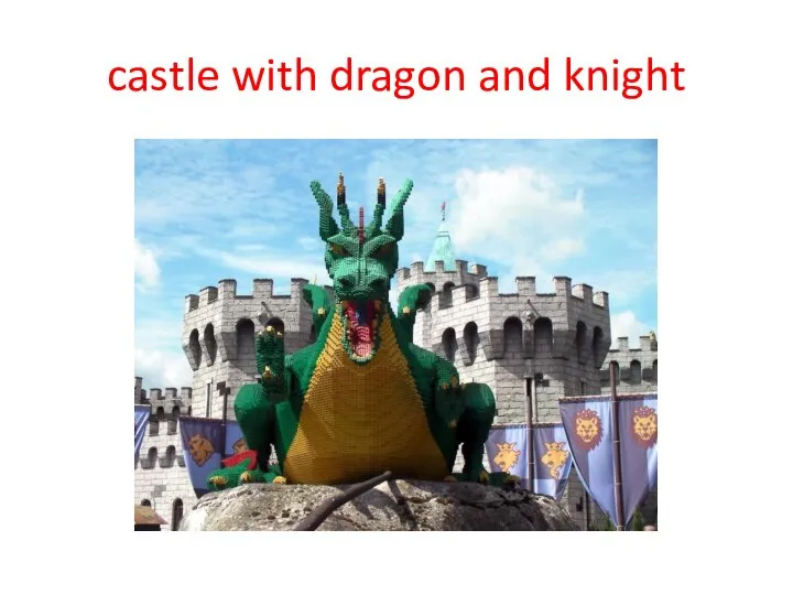 castle with dragon and knight