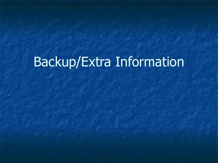 Backup/Extra Information