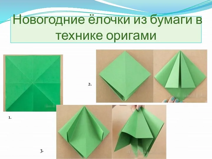 1. 2. 3. Новогодние ёлочки из бумаги в технике оригами