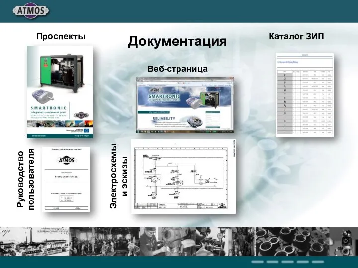 Проспекты Веб-страница Руководство пользователя Каталог ЗИП Электросхемы и эскизы Документация