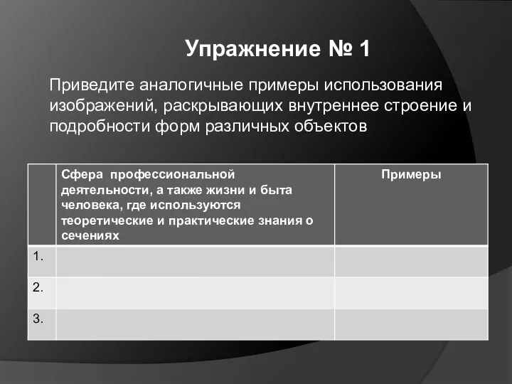 Упражнение № 1 Приведите аналогичные примеры использования изображений, раскрывающих внутреннее строение и подробности форм различных объектов