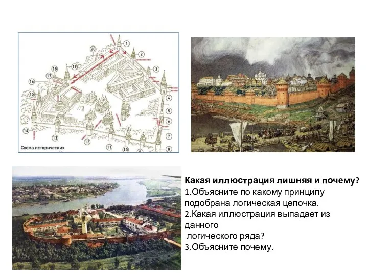 Какая иллюстрация лишняя и почему? 1.Объясните по какому принципу подобрана логическая цепочка.