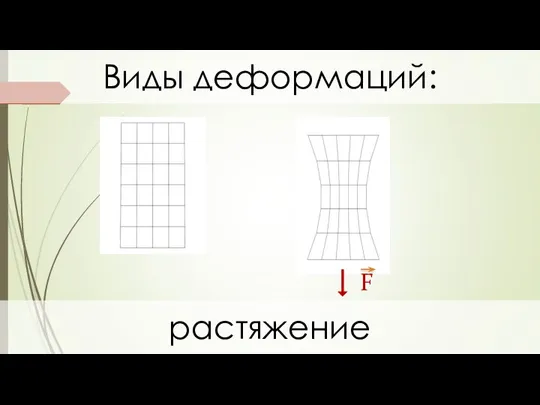 Виды деформаций: растяжение F