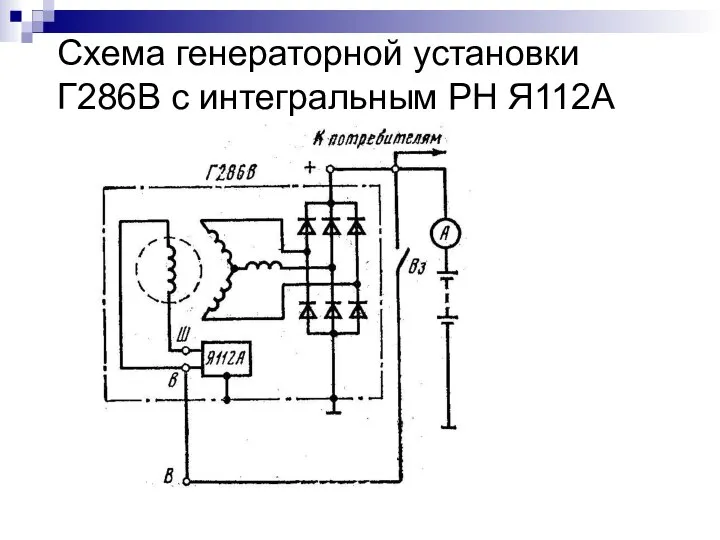 Схема генераторной установки Г286В с интегральным РН Я112А