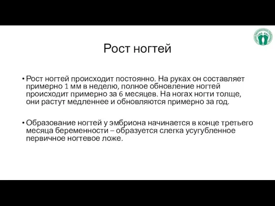 Рост ногтей Рост ногтей происходит постоянно. На руках он составляет примерно 1