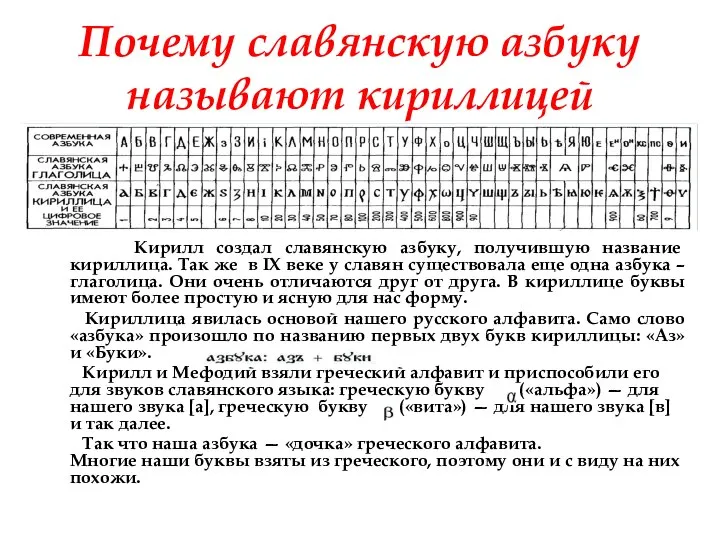 Кирилл создал славянскую азбуку, получившую название кириллица. Так же в IX веке