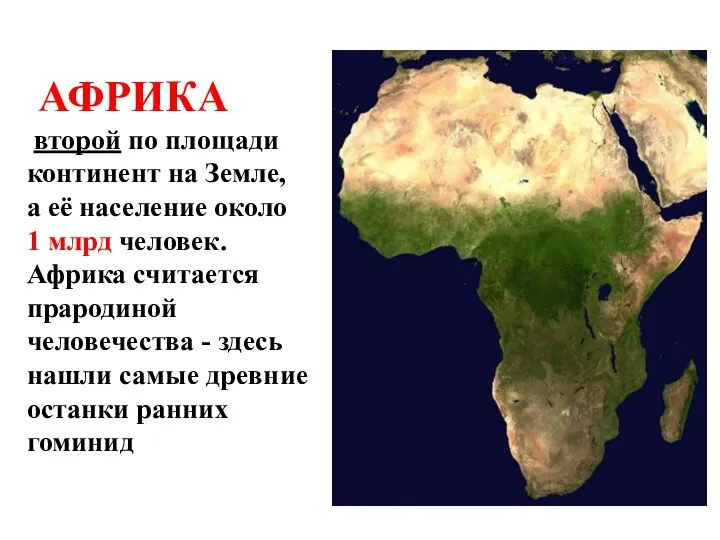 АФРИКА второй по площади континент на Земле, а её население около 1
