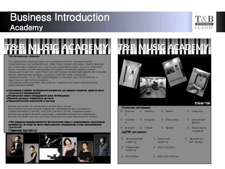 Business Introduction Academy Основные программы: Другие программы: