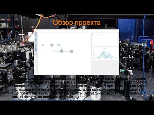 Обзор проекта Наша команда занимается разработкой приложения для моделирования эффектов волновой оптики