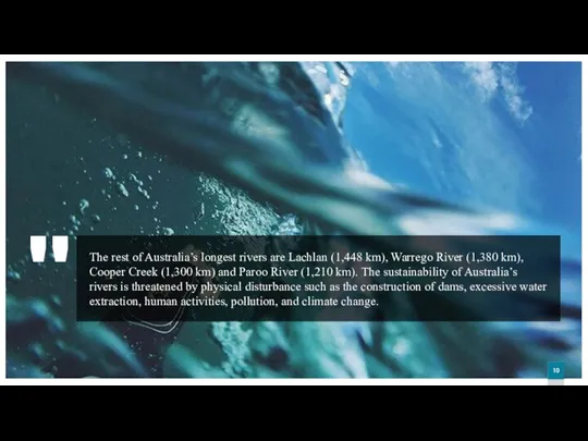 " The rest of Australia’s longest rivers are Lachlan (1,448 km), Warrego