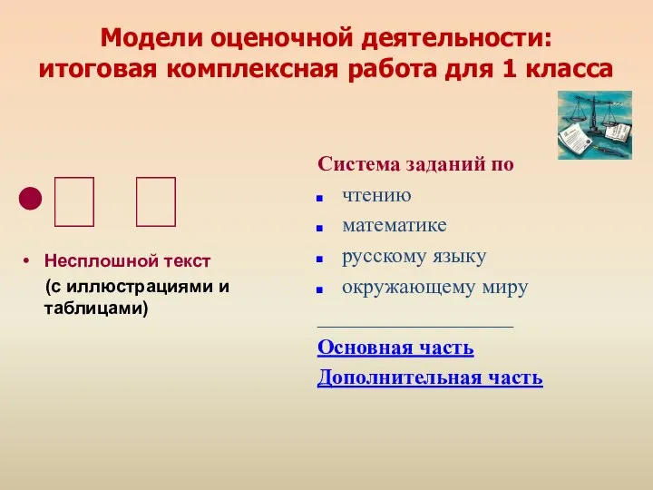 ? ? Несплошной текст (с иллюстрациями и таблицами) Система заданий по чтению