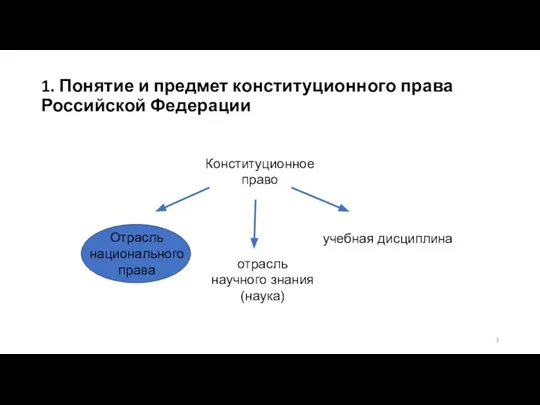 1. Понятие и предмет конституционного права Российской Федерации Конституционное право Отрасль национального