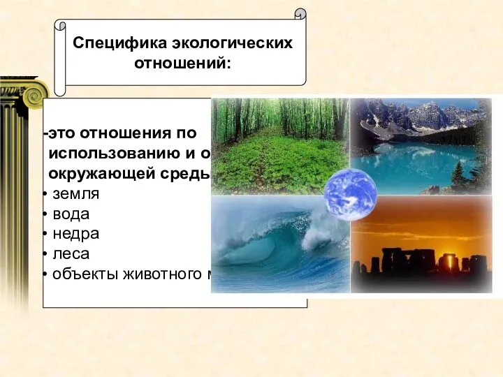 это отношения по использованию и охране окружающей среды: земля вода недра леса