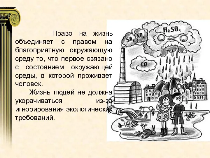 Право на жизнь объединяет с правом на благоприятную окружающую среду то, что