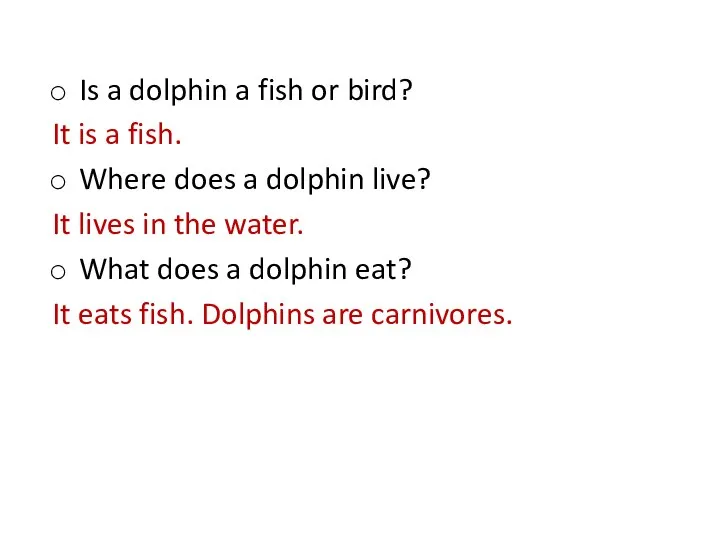 Is a dolphin a fish or bird? It is a fish. Where