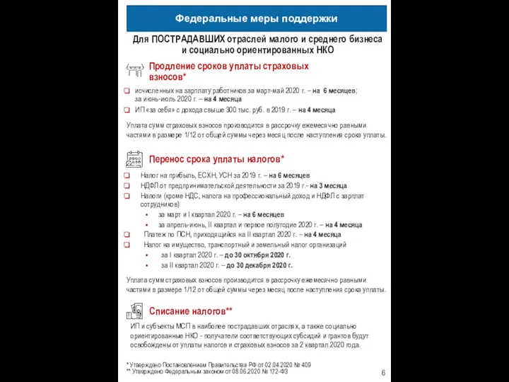 * Утверждено Постановлением Правительства РФ от 02.04.2020 № 409 ** Утверждено Федеральным