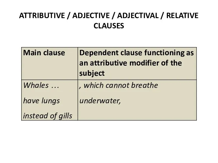 ATTRIBUTIVE / ADJECTIVE / ADJECTIVAL / RELATIVE CLAUSES