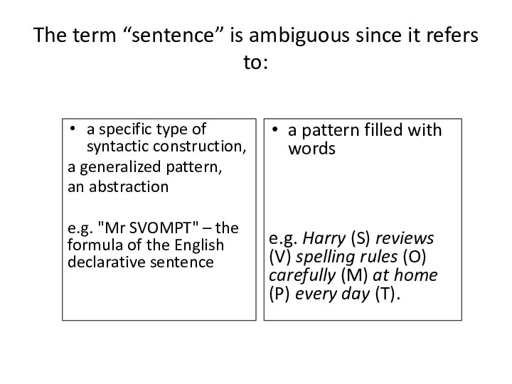 The term “sentence” is ambiguous since it refers to: a specific type