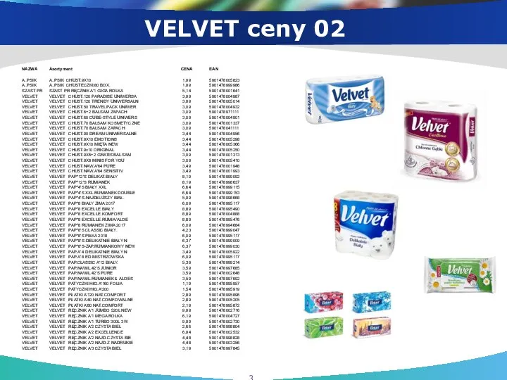 VELVET ceny 02