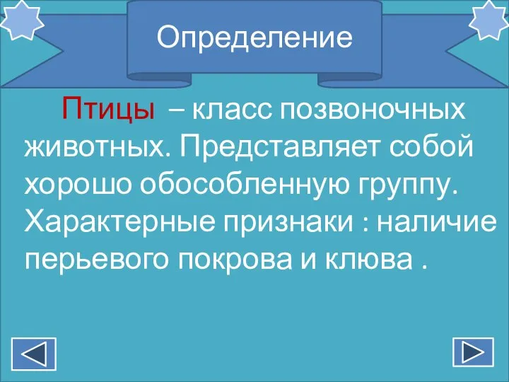 П Птицы – класс позвоночных животных. Представляет собой хорошо обособленную группу. Характерные