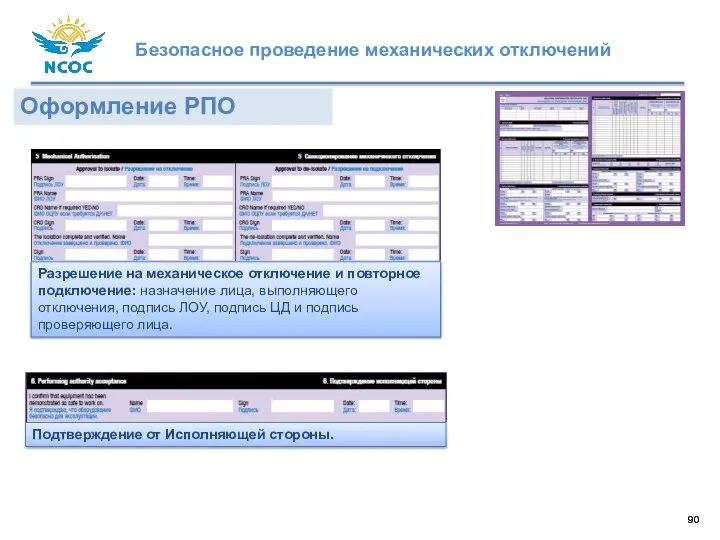 Оформление РПО Разрешение на механическое отключение и повторное подключение: назначение лица, выполняющего