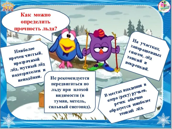 Как можно определить прочность льда? Наиболее прочен чистый, прозрачный лёд, мутный лёд