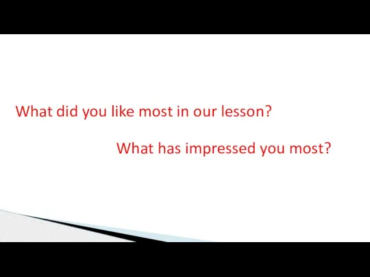 What did you like most in our lesson? What has impressed you most?