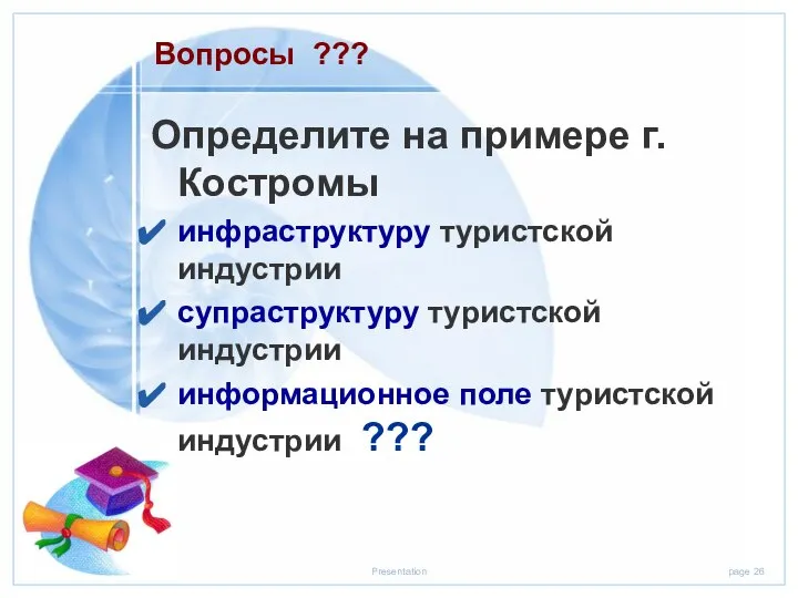 Определите на примере г.Костромы инфраструктуру туристской индустрии супраструктуру туристской индустрии информационное поле