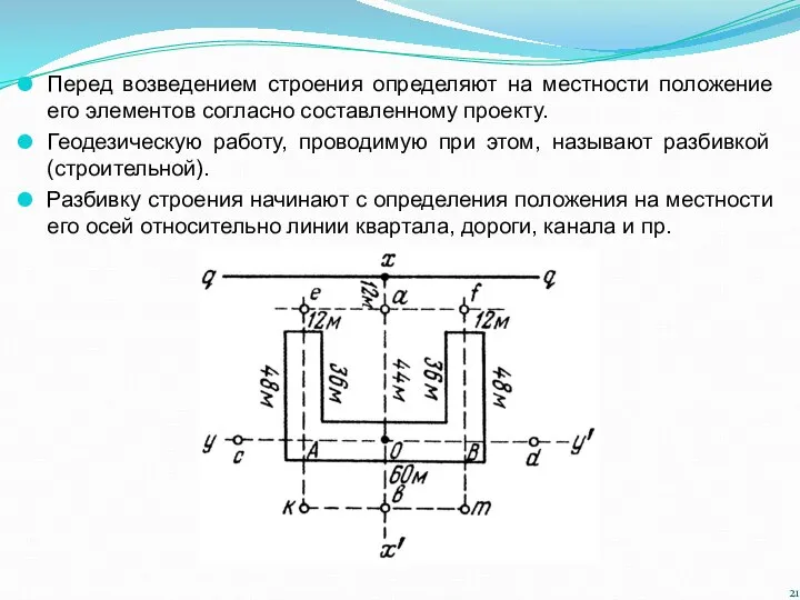 Перед возведением строения определяют на местности положение его элементов согласно составленному проекту.