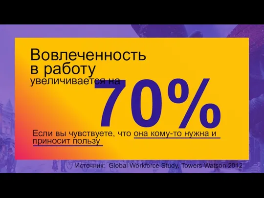 Если вы чувствуете, что она кому-то нужна и приносит пользу 70% Вовлеченность