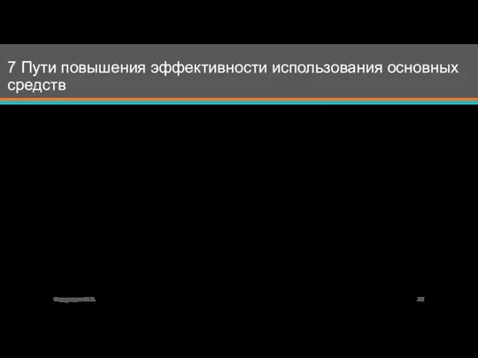 7 Пути повышения эффективности использования основных средств Повысить эффективность использования основных средств