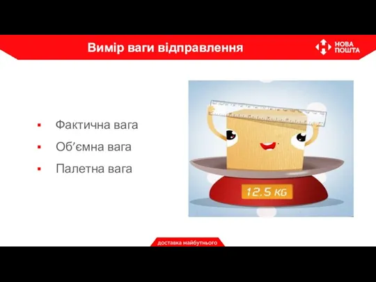 Фактична вага Об’ємна вага Палетна вага Вимір ваги відправлення