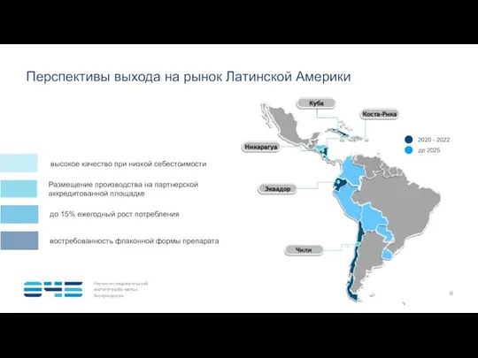 Перспективы выхода на рынок Латинской Америки высокое качество при низкой себестоимости Размещение