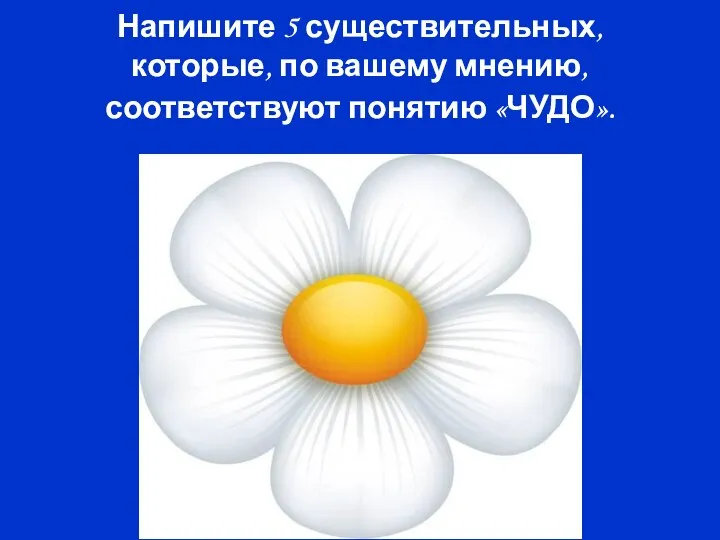 Напишите 5 существительных, которые, по вашему мнению, соответствуют понятию «ЧУДО».