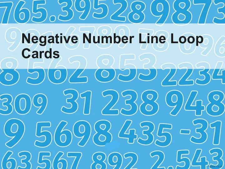 Negative Number Line Loop Cards