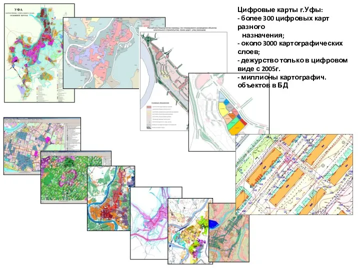 Цифровые карты г.Уфы: - более 300 цифровых карт разного назначения; - около