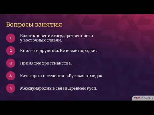 1 2 3 4 5 Вопросы занятия Возникновение государственности у восточных славян.