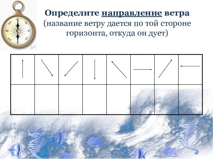 Определите направление ветра (название ветру дается по той стороне горизонта, откуда он дует)