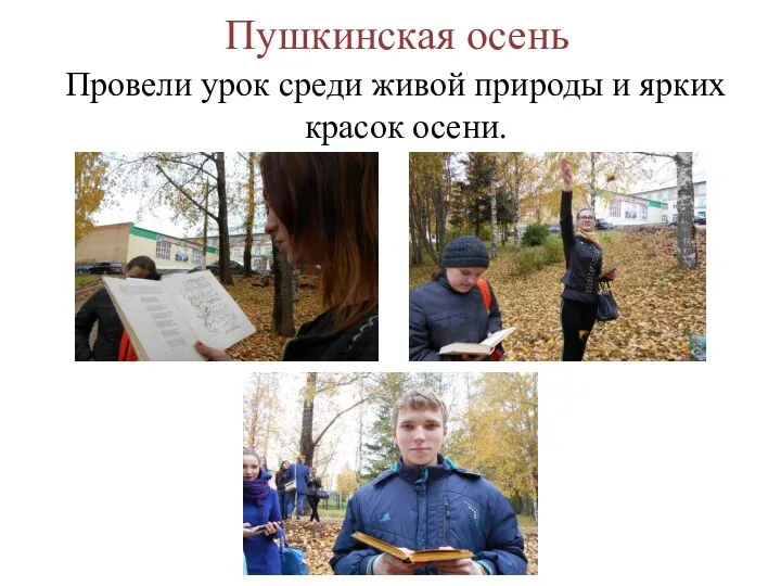 Пушкинская осень Провели урок среди живой природы и ярких красок осени.