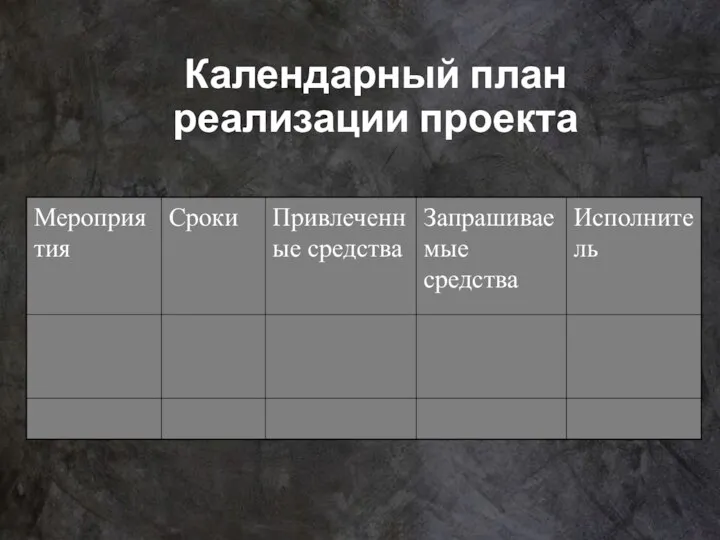 Календарный план реализации проекта