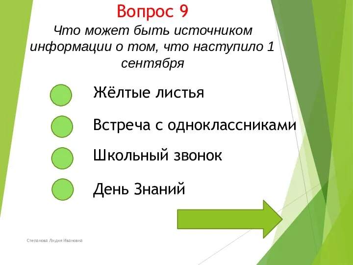 Вопрос 9 Что может быть источником информации о том, что наступило 1